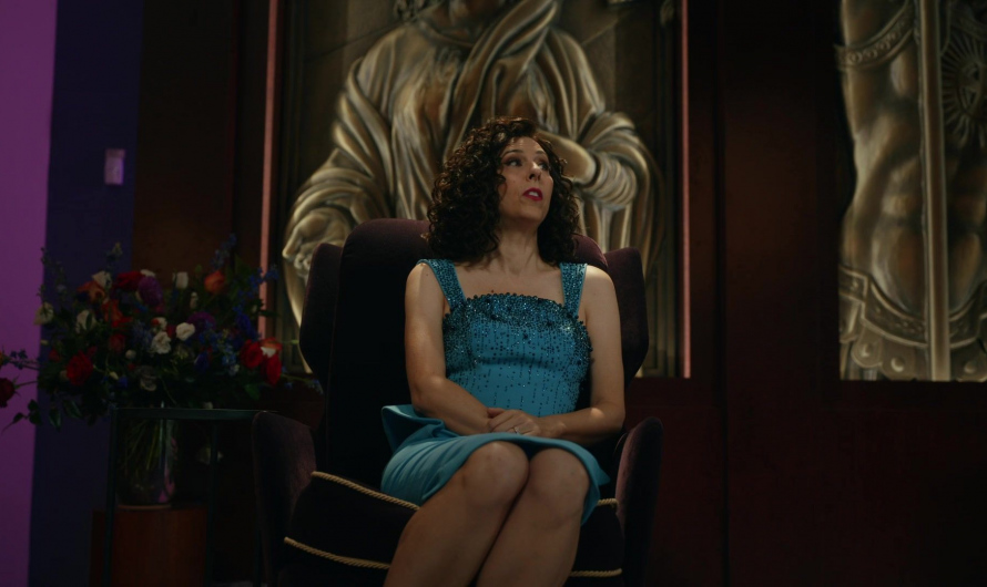 Blue Midi Dress Worn by Edi Patterson as Judy Gemstone