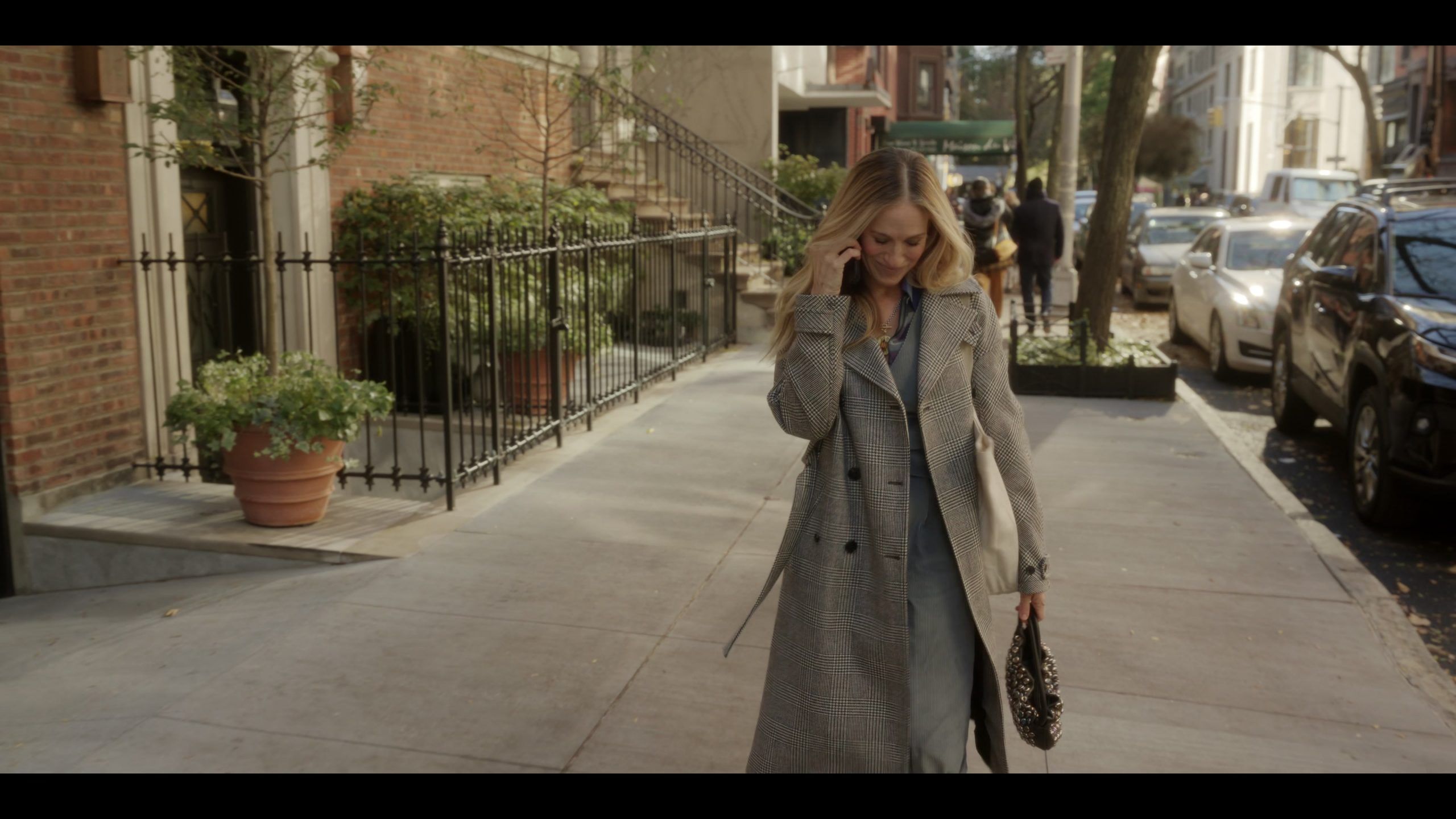 Check Trench Coat Worn by Sarah Jessica Parker as Carrie Bradshaw