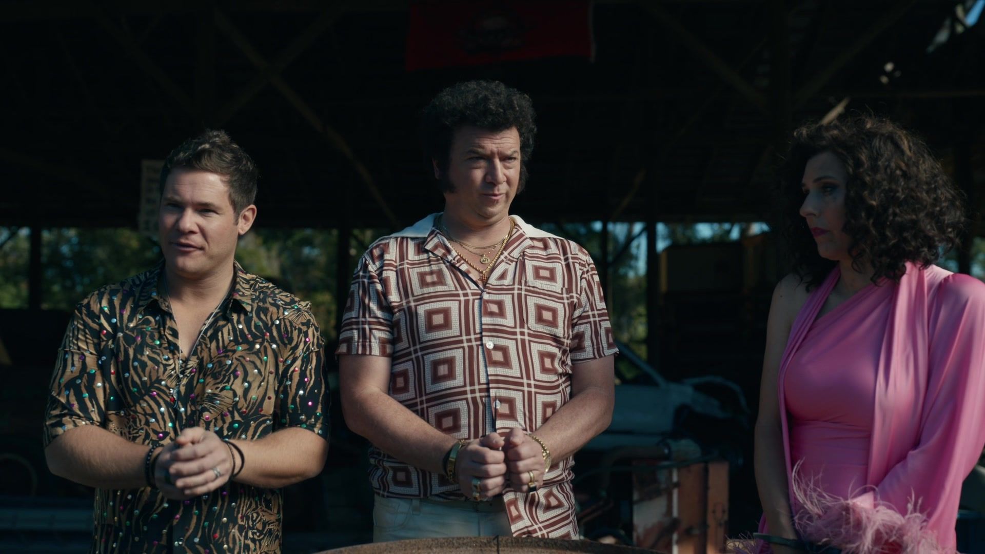 Tiger Print Shirt Worn by Adam DeVine as Kelvin Gemstone