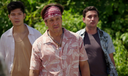 Hawaiian Tropical Floral Cotton Linen Bottom Down Beach Shirt Worn by Christian Kane as Alex Walker, a former DEA agent Outfit Almost Paradise TV Show