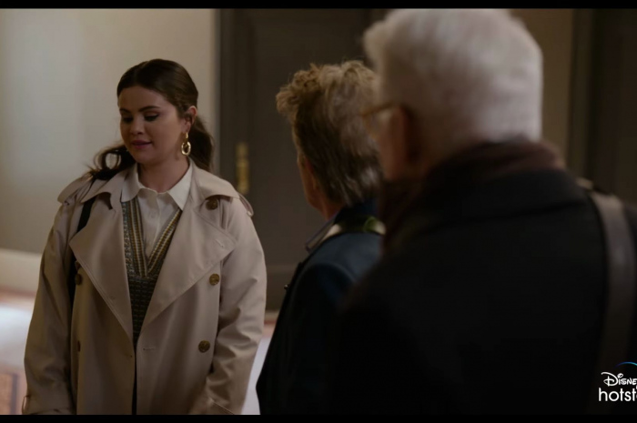 Double Breasted Trench Coat Worn by Selena Gomez as Mabel Mora Outfit Only Murders in the Building TV Show