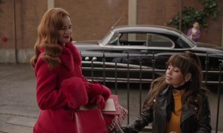 Red Fur Collar Coat Worn by Madelaine Petsch as Cheryl Blossom Outfit Riverdale TV Show