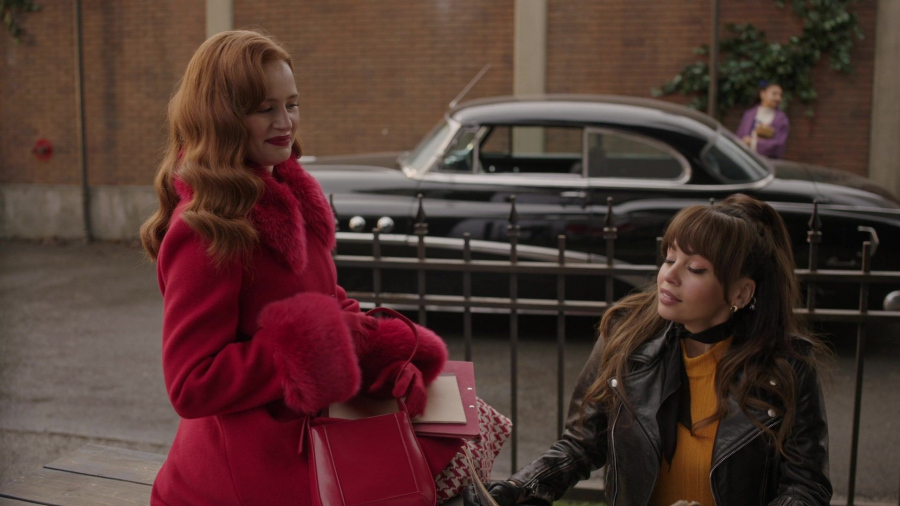 red fur collar coat - Madelaine Petsch (Cheryl Blossom) - Riverdale TV Show