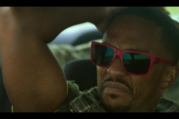 Red Frame Sunglasses Worn by Anthony Mackie as John Doe Outfit Twisted Metal TV Show