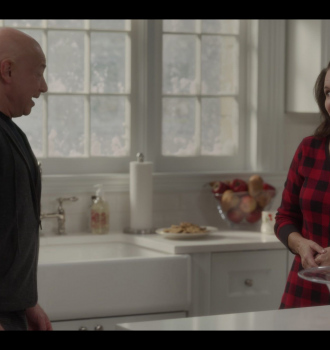 Red Check Plaid Pajama Suit Worn by Kristin Davis as Charlotte York Goldenblatt Outfit And Just Like That... TV Show