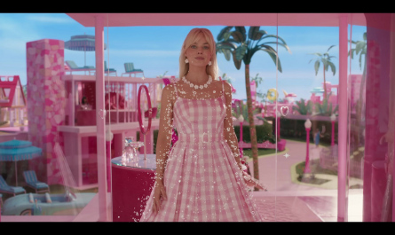 Pink Gingham Dress Worn by Margot Robbie Outfit Barbie (2023) Movie