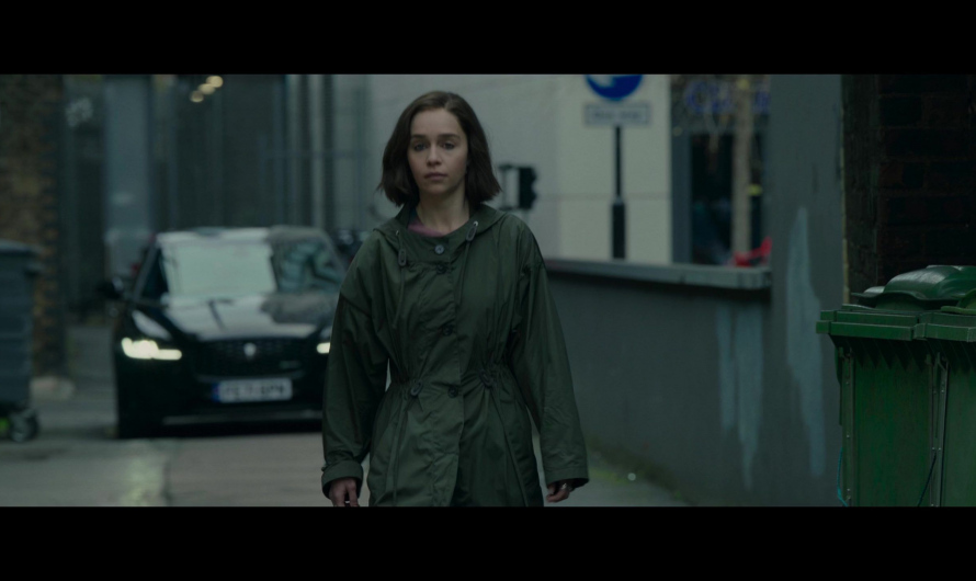 Green Rain Coat Jacket with Hood Worn by Emilia Clarke as G’iah