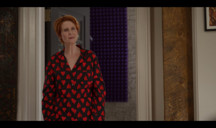 Heart Print Pajama Suit Worn by Cynthia Nixon as Miranda Hobbes Outfit And Just Like That... TV Show