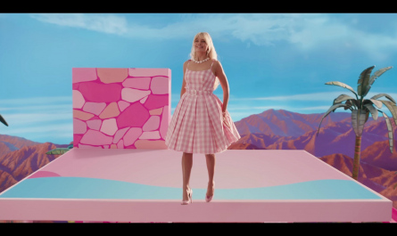 Pink and White Checked Dress Worn by Margot Robbie Outfit Barbie (2023) Movie