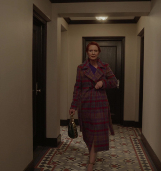 Purple Plaid Coat of Cynthia Nixon as Miranda Hobbes Outfit And Just Like That... TV Show