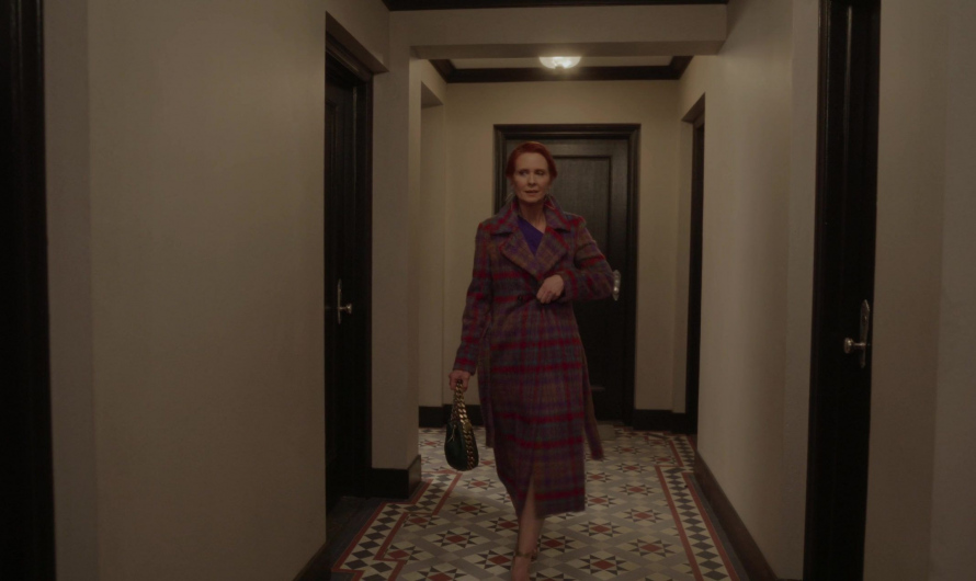 Purple Plaid Coat of Cynthia Nixon as Miranda Hobbes