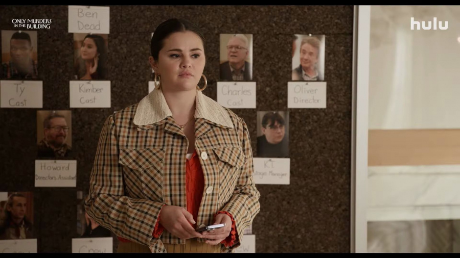 cropped checked crochet-trimmed wool-blend jacket - Selena Gomez (Mabel) - Only Murders in the Building TV Show