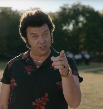 Black Shirt with Floral Print Worn by Danny McBride as Jesse Gemstone Outfit The Righteous Gemstones TV Show