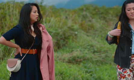 Blue Dress of Stephanie Hsu as Kat Outfit Joy Ride (2023) Movie