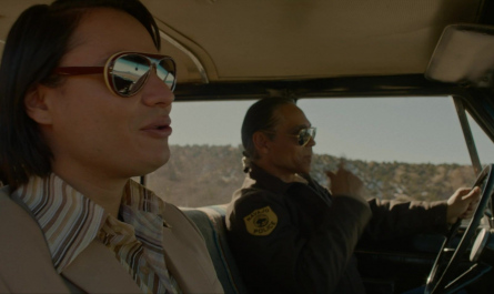Retro-Inspired Aviator Sunglasses Worn by Kiowa Gordon as Jim Chee Outfit Dark Winds TV Show