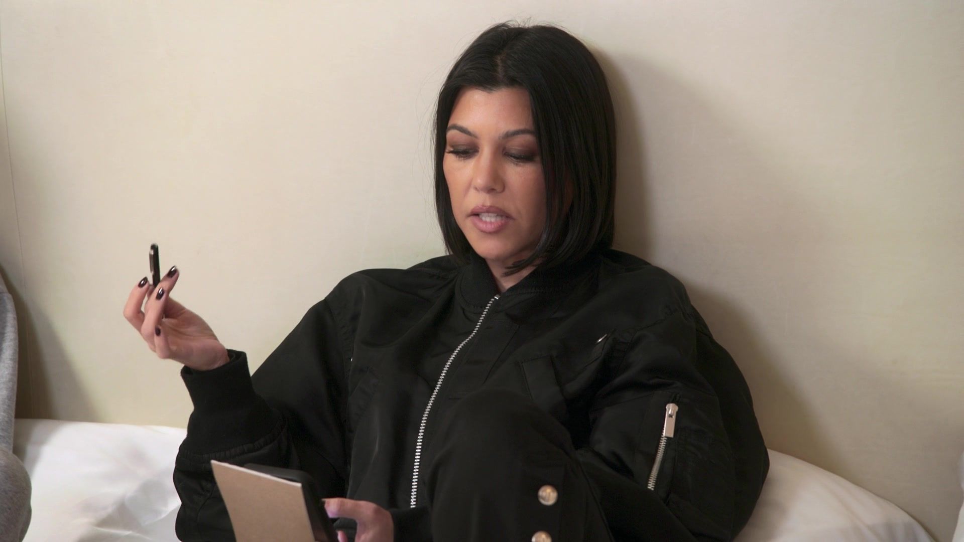 Worn on The Kardashians TV Show - Black Bomber Jacket