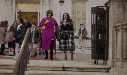 Plaid Cape Coat of Kristin Davis as Charlotte York Goldenblatt Outfit And Just Like That... TV Show