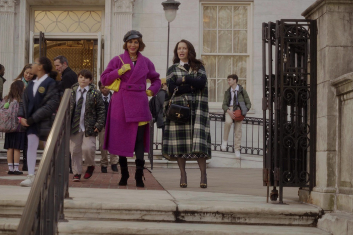 Plaid Cape Coat of Kristin Davis as Charlotte York Goldenblatt Outfit And Just Like That... TV Show