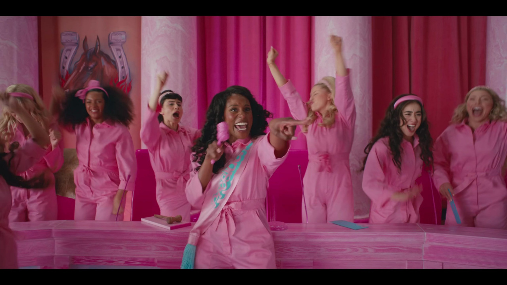 Pink Long Sleeve Jumpsuits in Barbie (2023) Movie