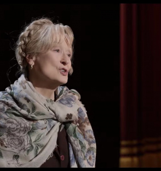 Floral Print Scarf Worn by Meryl Streep as Loretta Durkin Outfit Only Murders in the Building TV Show