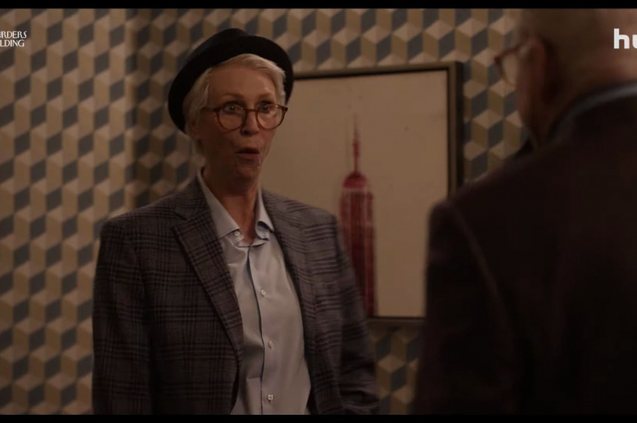 Plaid Blazer Worn by Jane Lynch as Sazz Pataki Outfit Only Murders in the Building TV Show