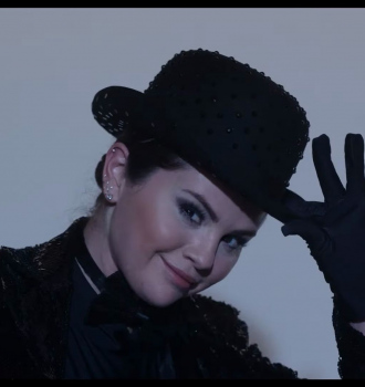 Black Embellished Hat of Selena Gomez as Mabel Mora Outfit Only Murders in the Building TV Show