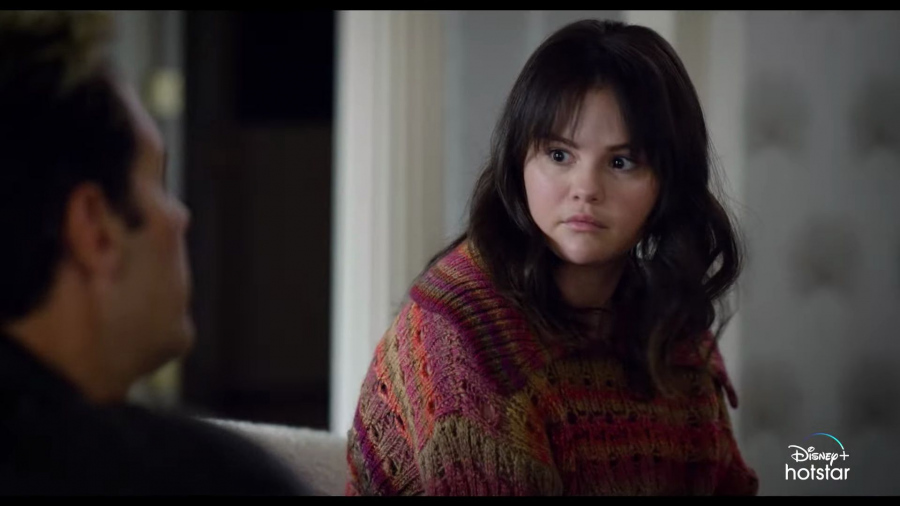 Striped Pointelle-Knit Jumper Sweater Worn by Selena Gomez as Mabel Mora