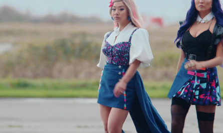 Blue Mini Skirt of Stephanie Hsu Outfit Joy Ride (2023) Movie