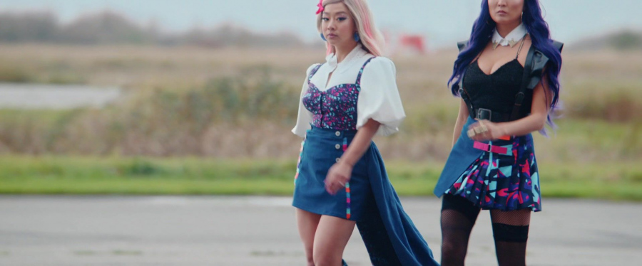 blue mini skirt - Stephanie Hsu) - Joy Ride (2023) Movie