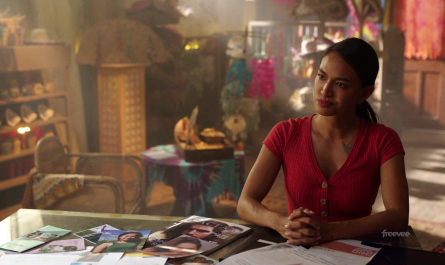 Red Top of Samantha Richelle as Detective Kai Mendoza Outfit Almost Paradise TV Show
