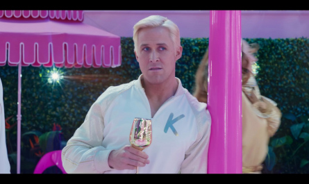 White Sparkly Bomber Jacket Worn by Ryan Gosling Outfit Barbie (2023) Movie