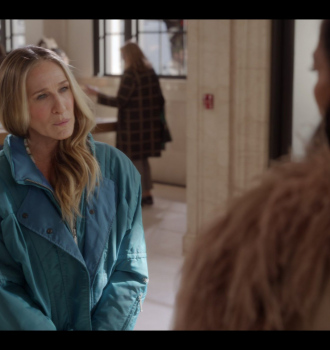 Blue Parka Jacket Worn by Sarah Jessica Parker as Carrie Bradshaw Outfit And Just Like That... TV Show