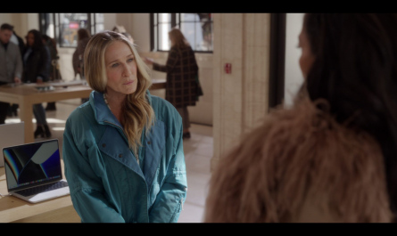 Blue Parka Jacket Worn by Sarah Jessica Parker as Carrie Bradshaw Outfit And Just Like That... TV Show