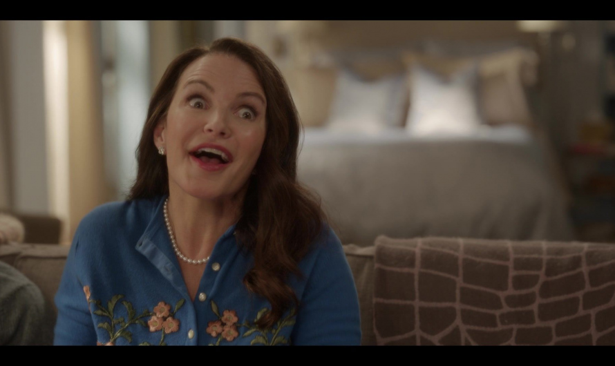 Blue Floral Knit Cardigan Worn by Kristin Davis as Charlotte York Goldenblatt
