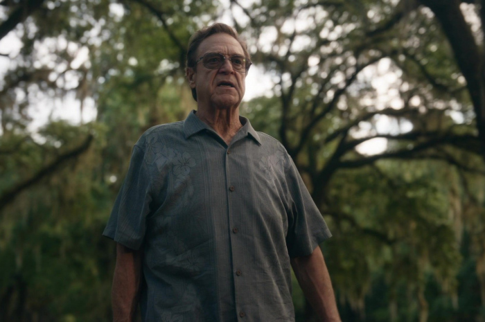 Characoal Black Tropical Shirt Worn by John Goodman as Dr. Eli Gemstone Outfit The Righteous Gemstones TV Show