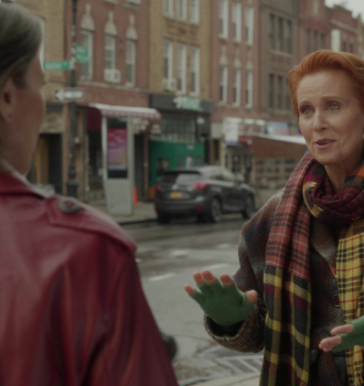 Tartan Scarf of Cynthia Nixon as Miranda Hobbes Outfit And Just Like That... TV Show