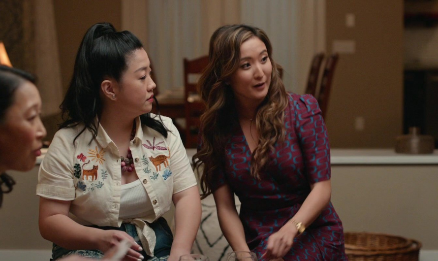 Maroon Midi Dress Worn by Ashley Park as Audrey Sullivan
