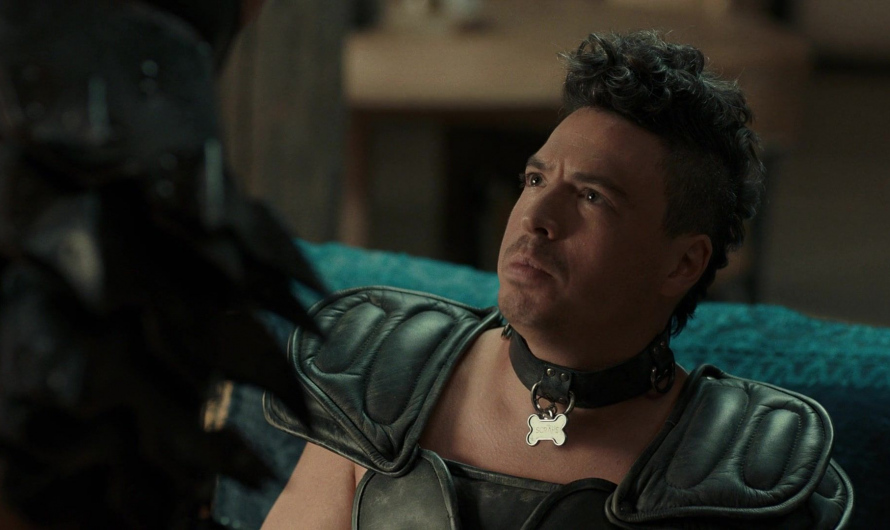 Leather Collar with a Bone Worn by Jon Bass