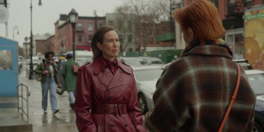 Red Leather Coat of Miriam Shor as Amelia Carsey