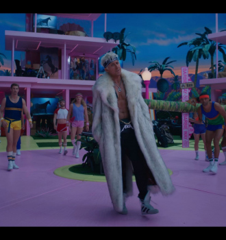 Long Fur Coat of Actor Ryan Gosling Outfit Barbie (2023) Movie
