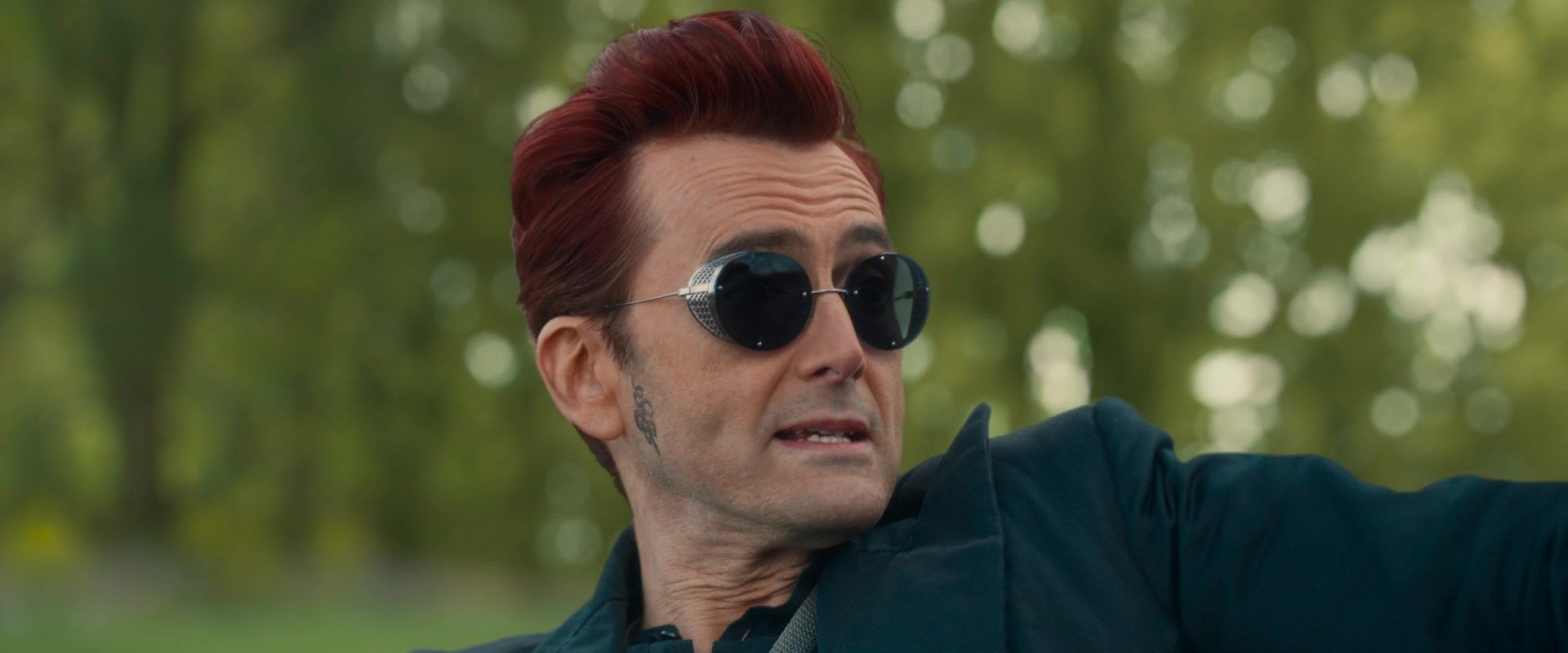 Worn on Good Omens TV Show - Round Metal Sunglasses Worn by David Tennant as Crowley