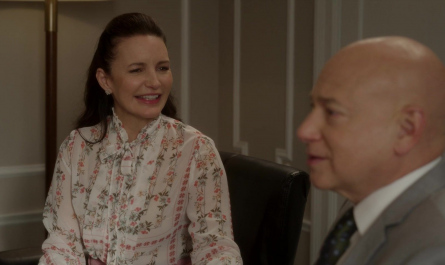 Long Sleeve Floral Print Blouse Top Worn by Kristin Davis as Charlotte York Goldenblatt Outfit And Just Like That... TV Show