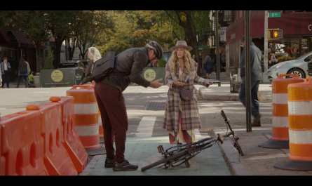 Long Plaid Coat of Sarah Jessica Parker as Carrie Bradshaw Outfit And Just Like That... TV Show