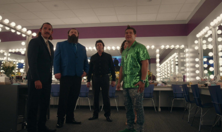 Green Sequin Shirt Worn by Adam DeVine as Kelvin Gemstone Outfit The Righteous Gemstones TV Show