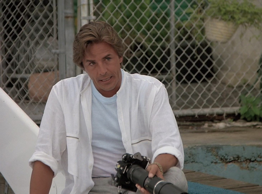 white cotton shirt - Don Johnson (Detective James "Sonny" Crockett) - Miami Vice TV Show