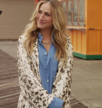 Sequin Embroidered Coat Worn by Sarah Jessica Parker as Carrie Bradshaw Outfit And Just Like That... TV Show