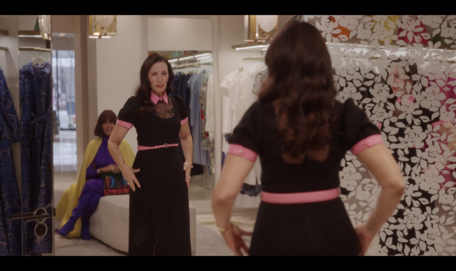 Black Pencil Dress With Pink Collar and Belt Worn by Kristin Davis as Charlotte York Goldenblatt