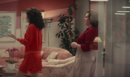Orange Jacket and Mini Skirt Sports Style Suit of Rose Byrne as Sheila Rubin Outfit Physical TV Show