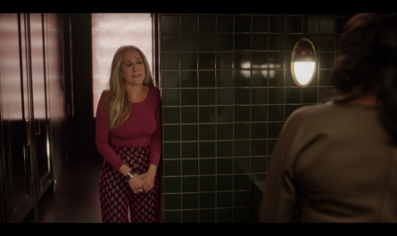Pink Long Sleeve Scoop Neck Tops of Sarah Jessica Parker as Carrie Bradshaw Outfit And Just Like That... TV Show