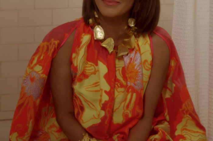 Floral Pattern Mixed-Media Dress Worn by  Nicole Ari Parker as Lisa Todd Wexley Outfit And Just Like That... TV Show